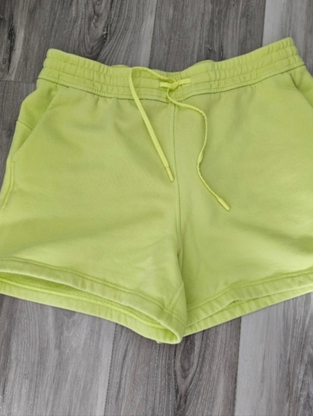 Lime Green Women's Drawstring Fleece Shorts Sz 12